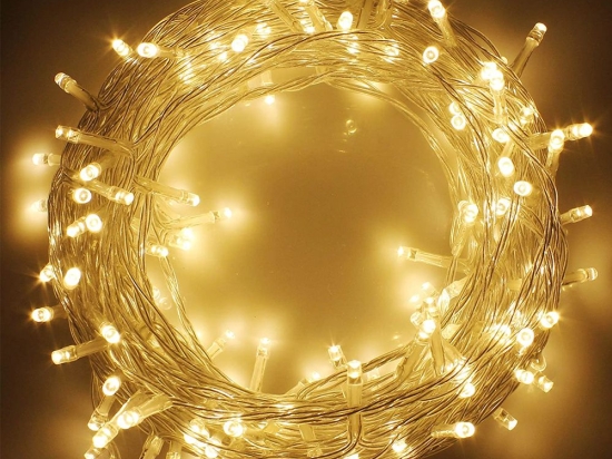 200 Led λαμπάκια IP44 επεκτεινόμενα με διάφανο καλώδιο και soft λευκό φως 10μ