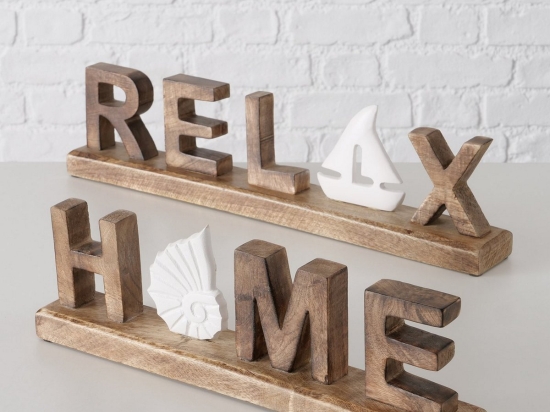 Ξύλινα επιτραπέζια διακοσμητικά Relax - Home από ξύλο μάνγκο σε φυσική απόχρωση σετ 2 τεμαχίων 50x6x13 εκ