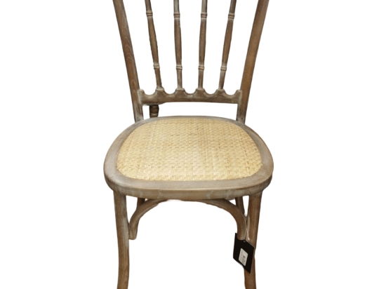 Toon Wood ξύλινη καρέκλα σε φυσική απόχρωση με ψάθινο κάθισμα 45x46x92 εκ