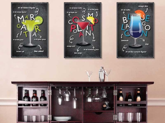 Cocktail summer σετ τριών τεμαχίων απο ξύλινους χειροποίητους πίνακες