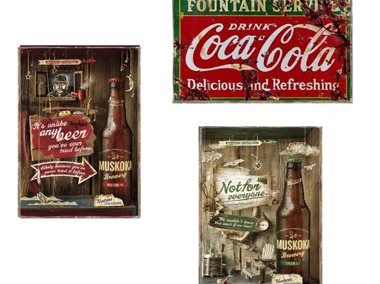 Vintage drinks σετ τριών τεμαχίων από ξύλινους χειροποίητους πίνακες