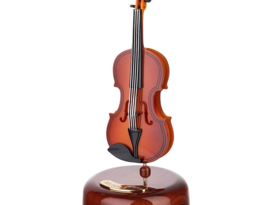 Music Box ξύλινη μινιατούρα βιολί σε βάση 9.5x21 εκ