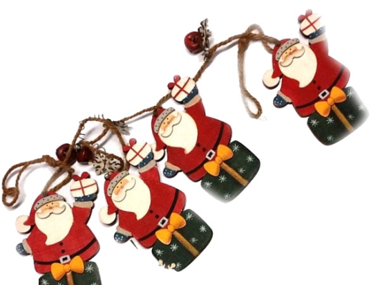 SP Χριστουγεννιάτικη γιρλάντα ξύλινη Santa 100 εκ