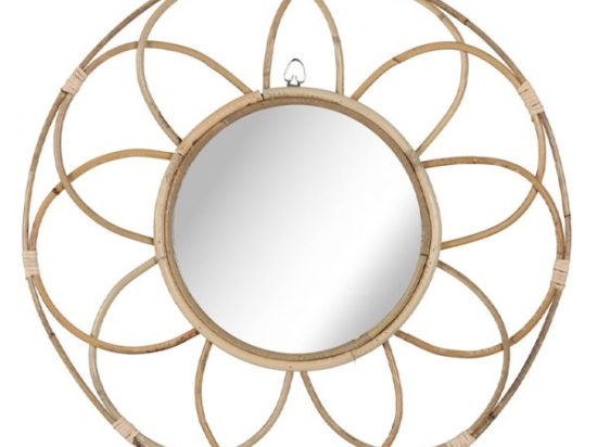 Flower καθρέπτης στρογγυλός τοίχου rattan 51 εκ