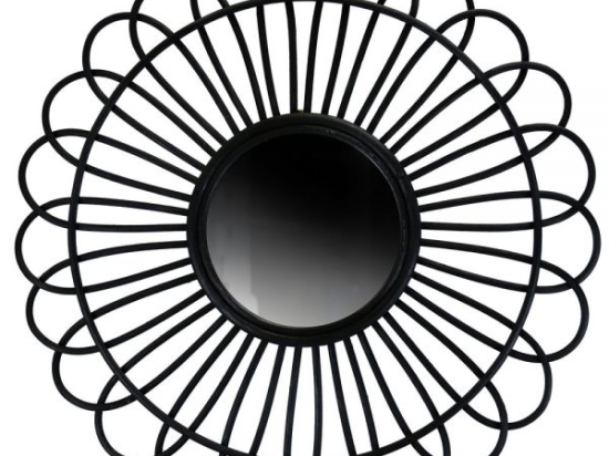 Καθρέπτης μαύρος rattan με ακτίνες σε σχήμα λουλουδιού 70 εκ