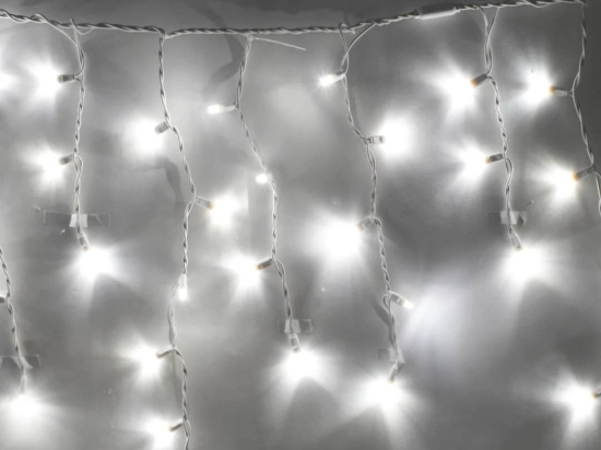 280 LED λαμπάκια επεκτεινόμενη ασύμμετρη κουρτίνα με διάφανο καλώδιο IP44 και θερμό ψυχρό φως 600x70 εκ