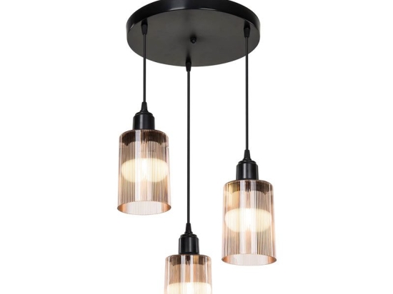 Φωτιστικό οροφής τρίφωτο PWL-1195 pakoworld Ε27 μαύρο-amber Φ30x80εκ