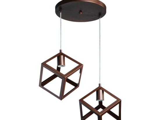 Φωτιστικό οροφής δίφωτο PWL-1152 pakoworld Ε27 καφέ 50x50x82εκ