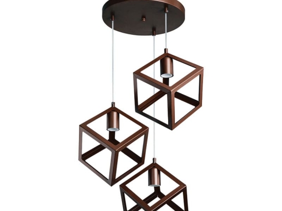Φωτιστικό οροφής τρίφωτο PWL-1152 pakoworld Ε27 καφέ 45x45x90εκ