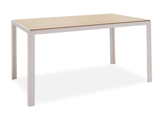 Τραπέζι Nares pakoworld αλουμίνιο λευκό-plywood φυσικό 140x80x72.5εκ