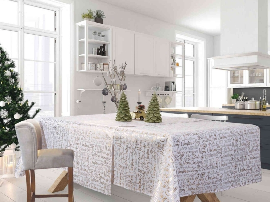 Τραπεζομάντηλο Χριστουγεννιάτικο 0575 Ecru-Gold Das Home 140Χ180