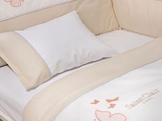Σεντόνια Βρεφικά Σετ 3τμχ Contessa White - Beige Saint Clair Κούνιας 110x170cm Χωρίς Λάστιχο 100% Βαμβάκι