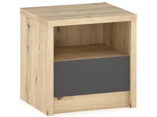 Κομοδίνο Lavinia pakoworld ανθρακί-sonoma 46.5x39.5x45.5εκ Σετ 2 Τεμαχίων