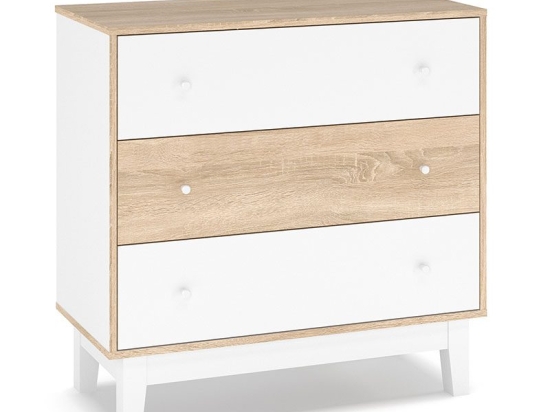 Συρταριέρα Awell pakoworld 3ων συρταριών sonoma-λευκό 90x44x88,5εκ