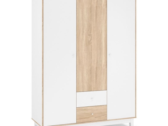 Ντουλάπα Awell pakoworld τρίφυλλη sonoma-λευκό 153.5x54.5x216εκ