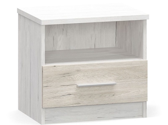 Κομοδίνο Neruda pakoworld λευκό antique-oak 51x37x47εκ Σετ 2 Τεμαχίων