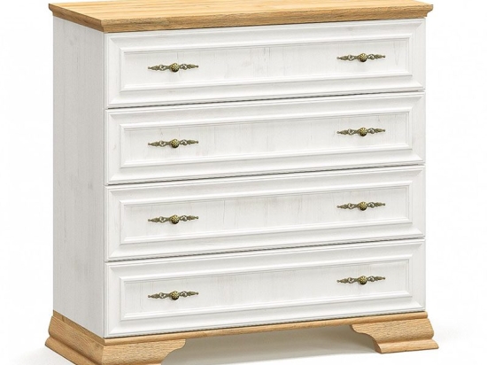 Συρταριέρα Jaden pakoworld 4ων συρταριών golden oak-λευκό antique 93,5x39x88,5εκ