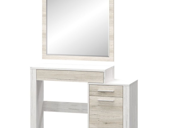 Τουαλέτα-καθρέπτης Neruda pakoworld λευκό antique-oak 114,5x39,5x76εκ