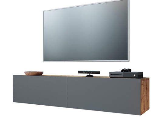 Έπιπλο τηλεόρασης επιτοίχιο Dello pakoworld ανθρακί-oak 140x31,5x29,5εκ