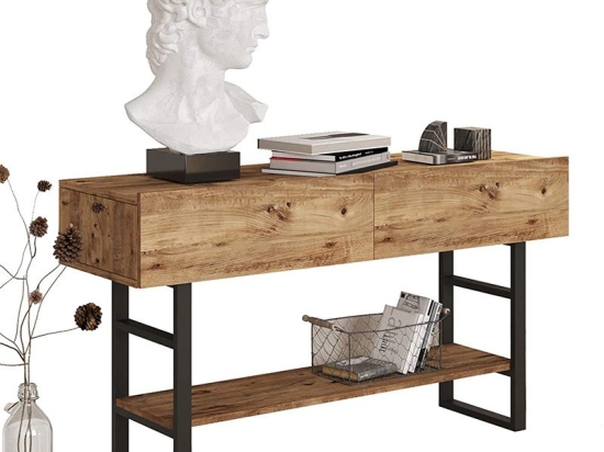 Κονσόλα Vien pakoworld oak-μαύρο 139x43x75,5εκ