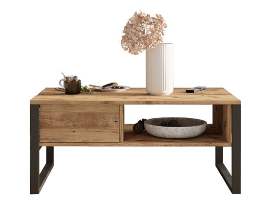 Τραπέζι σαλονιού Honora pakoworld oak-μαύρο 100x60x44,5εκ