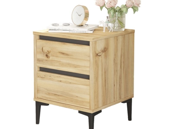Κομοδίνο Augusta pakoworld oak-ανθρακί 45x45x58.5εκ