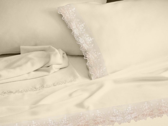 Makis Tselios Home Σετ Σεντόνια Υπέρδιπλα 240x260 Lace Εκρού