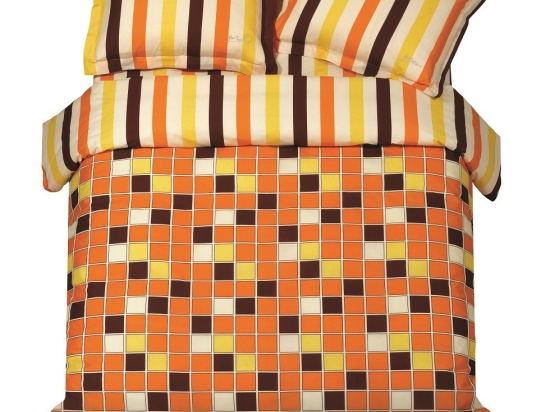 Makis Tselios Home Σετ Παπλωματοθήκη Υπέρδιπλη 220x240 Squares Orange