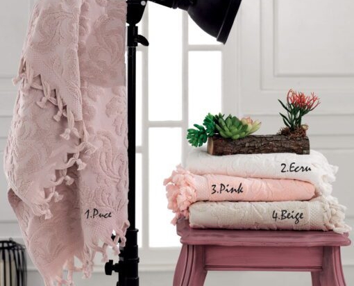 Beauty Home Πετσέτα προσώπου ζακάρ με δετό κρόσι Art 3180 50x90 Μπεζ  Μπεζ