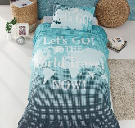 Σετ σεντόνια μονά World travel Art 6108  165x240  Βεραμάν   Beauty Home