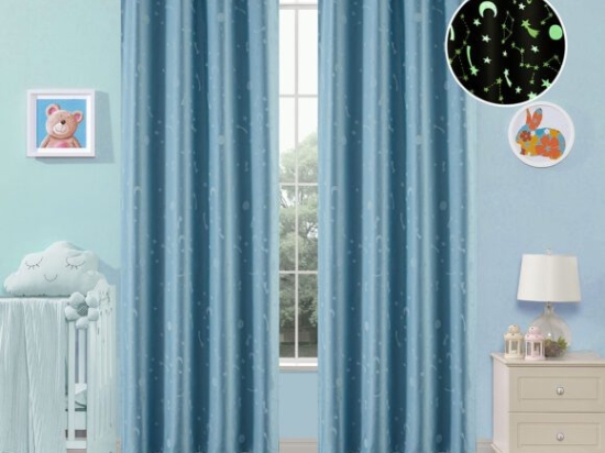 Beauty Home Κουρτίνα φωσφορίζουσα με 8 κρίκους Art 6140 140x260 Σιέλ