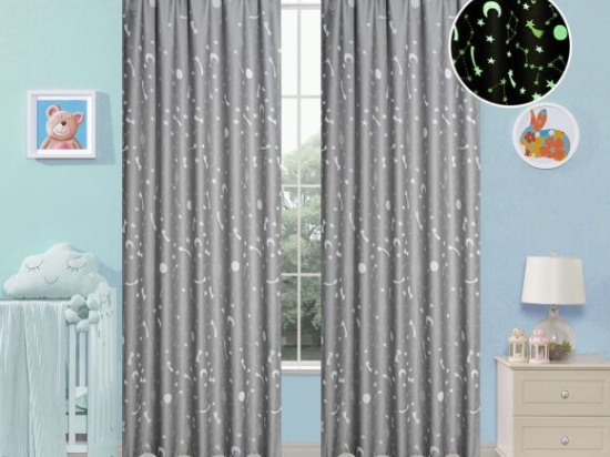 Beauty Home Κουρτίνα φωσφορίζουσα με τρέσα Art 6141 140x270 Γκρι