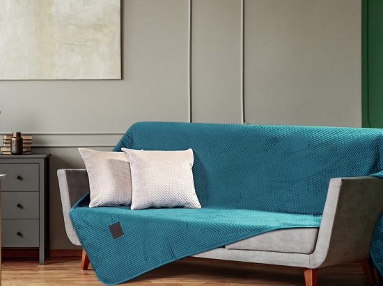 Ριχτάρι Τριθέσιο Velvety 180x300 Art 8413 Πετρόλ       Beauty Home