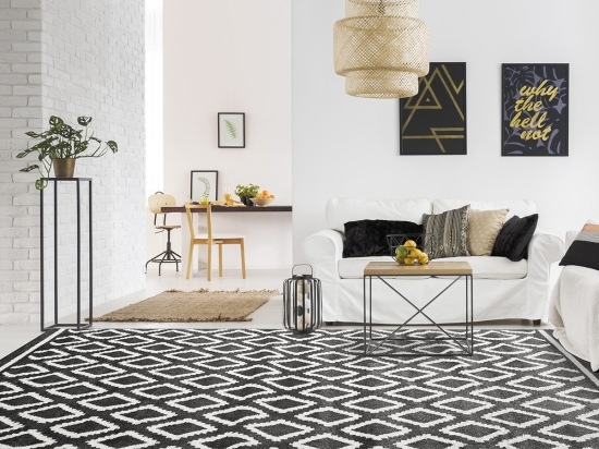 Beauty Home Πατάκι Vibe Art 9577 67x150 Stone White Ανθρακί Λευκό