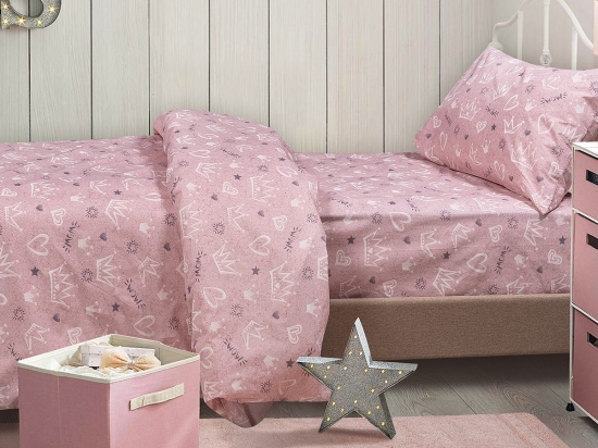 Beauty Home Σετ σεντόνια μονά Princess Art 6214 170x260 Ροζ