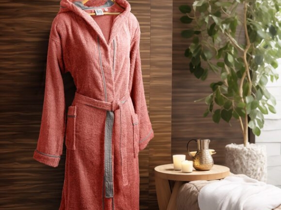 Beauty Home Μπουρνούζι με κουκούλα Art 3421 Κοραλί XL