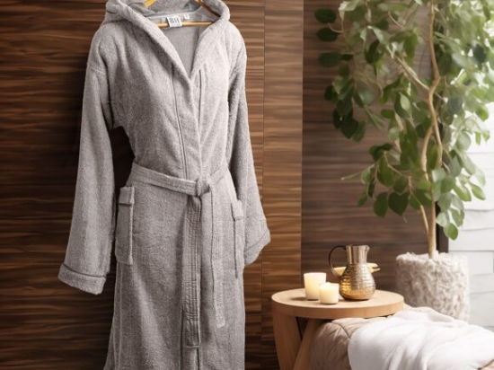 Beauty Home Μπουρνούζι με κουκούλα Art 3423 Γκρι L