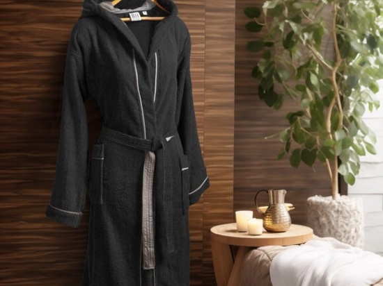 Beauty Home Μπουρνούζι με κουκούλα Art 3424 Μαύρο L