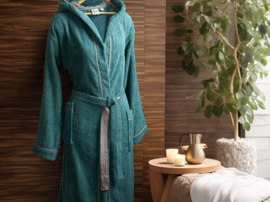 Μπουρνούζι με κουκούλα Art 3427 Πετρόλ XL  Beauty Home