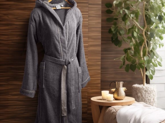 Μπουρνούζι με κουκούλα Art 3428 Ανθρακί XL      Beauty Home
