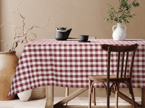Beauty Home Επαγγελματικό τραπεζομάντηλο Checks Art Ε8494 145x220 Κόκκινο