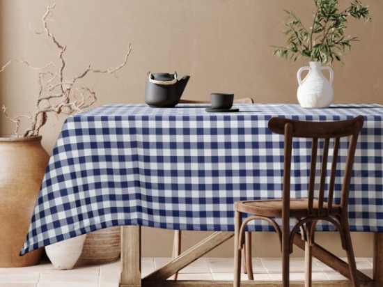 Beauty Home Επαγγελματικό τραπεζομάντηλο Checks Art Ε8494 145x220 Μπλε σκούρο