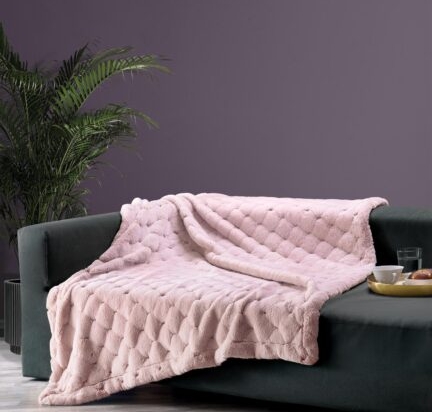 Makis Tselios Home Σετ Τριθέσιο Ριχτάρι 180x300cm &amp; 1 Μαξ/κη 50x50cm Pavia 2 Pink