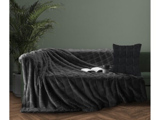Makis Tselios Home Σετ Τριθέσιο Ριχτάρι 180x300cm &amp; 1 Μαξ/κη 50x50cm Nola 1 Dark Grey