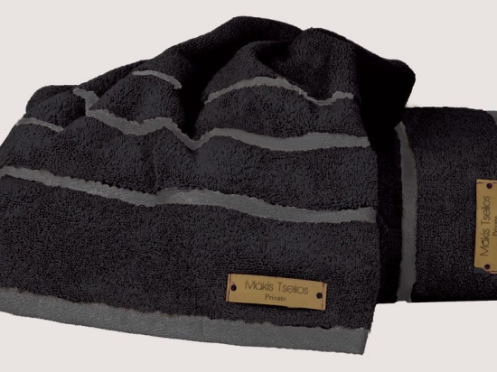 Makis Tselios Home Σετ Πετσέτες Μπάνιου 2τμχ Prive Black Βάρους 600gr/m²