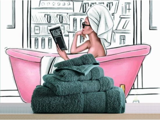 Makis Tselios Home Σετ Πετσέτες 4τμχ Lillie No7 Dark Grey Βάρους 500gr/m²