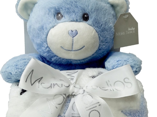 Makis Tselios Home Κουβέρτα Αγκαλιάς &amp; Λίκνου Toys Blue 80x110cm 2τμχ με Ζωάκι