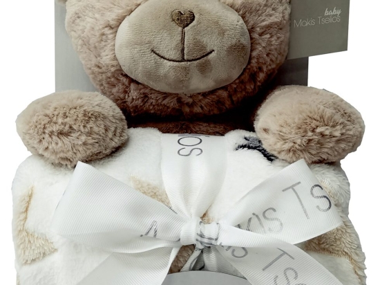 Makis Tselios Home Κουβέρτα Αγκαλιάς &amp; Λίκνου Toys Beige 80x110cm 2τμχ με Ζωάκι