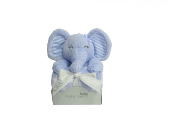 Makis Tselios Home Διακοσμητικό κουκλάκι με κουβέρτα 80x110cm Elephant Blue