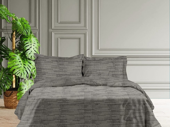 Makis Tselios Home Σετ Σεντόνια King Size με Λάστιχο 180x200+40 Lines 4 Grey